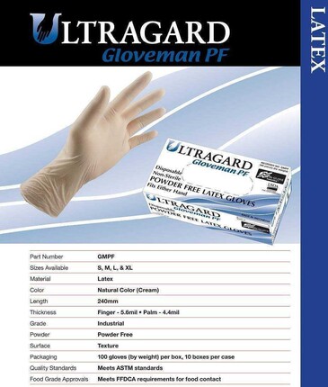 Ultragard Gloveman Premium 5.5 Mil Latex Powder Free Gloves