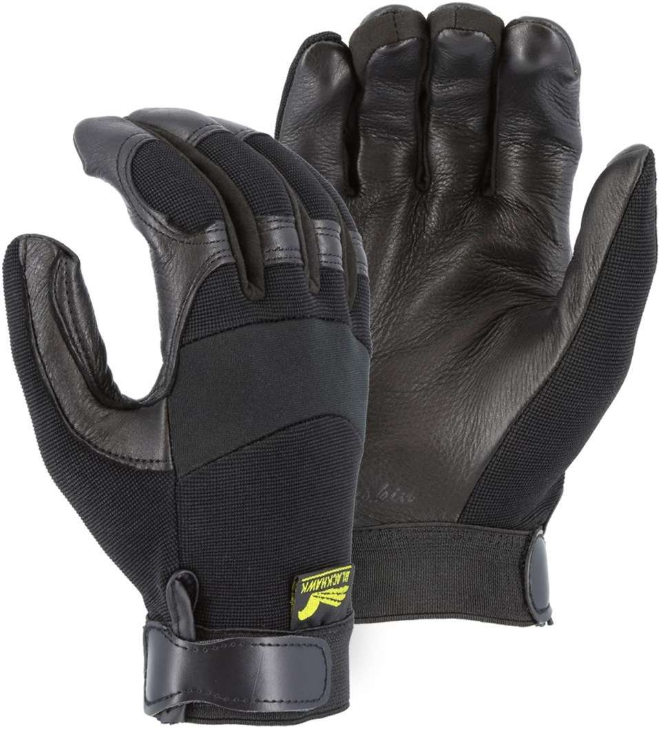 Majestic 2151 Black Hawk Mechanics Gloves with Deerskin Palm