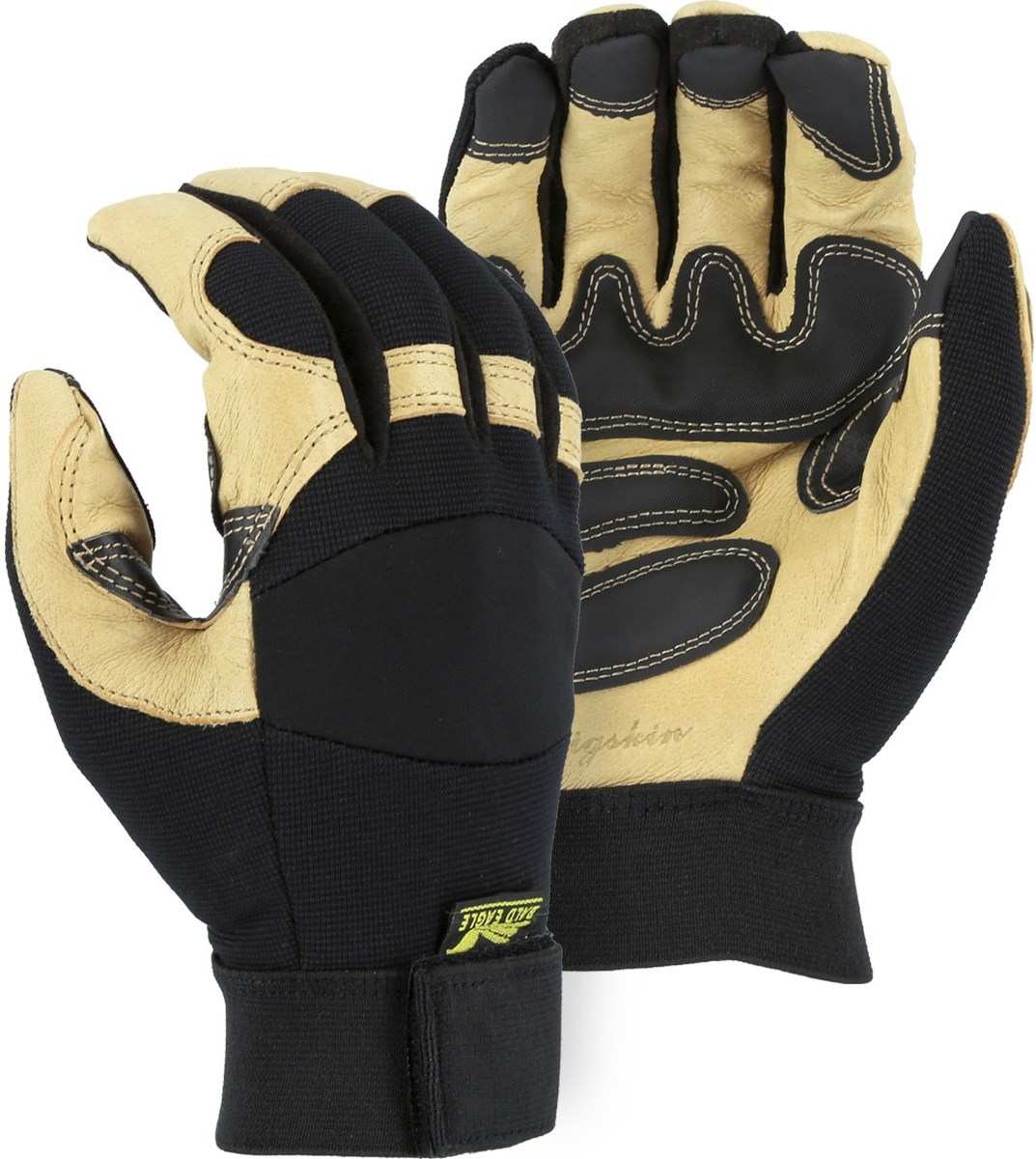 Majestic 2160 Black Eagle Mechanics Gloves with Pigskin Palm and Grip Patches
