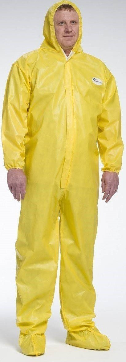 Yellow Medium Case of 25 West Chester 3679B/M PosiUB Plus Yellow Coverall Hood 
