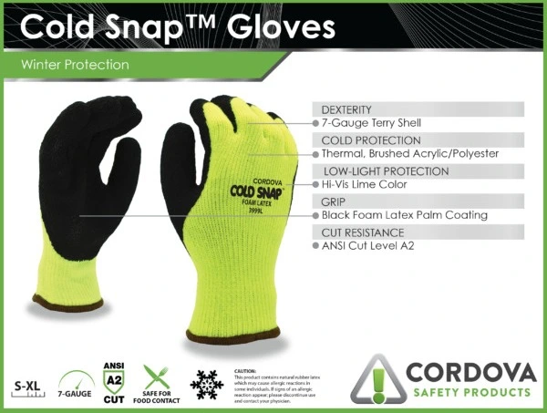 Cordova 3999 Cold Snap Insulated Latex Palm Coated Gloves