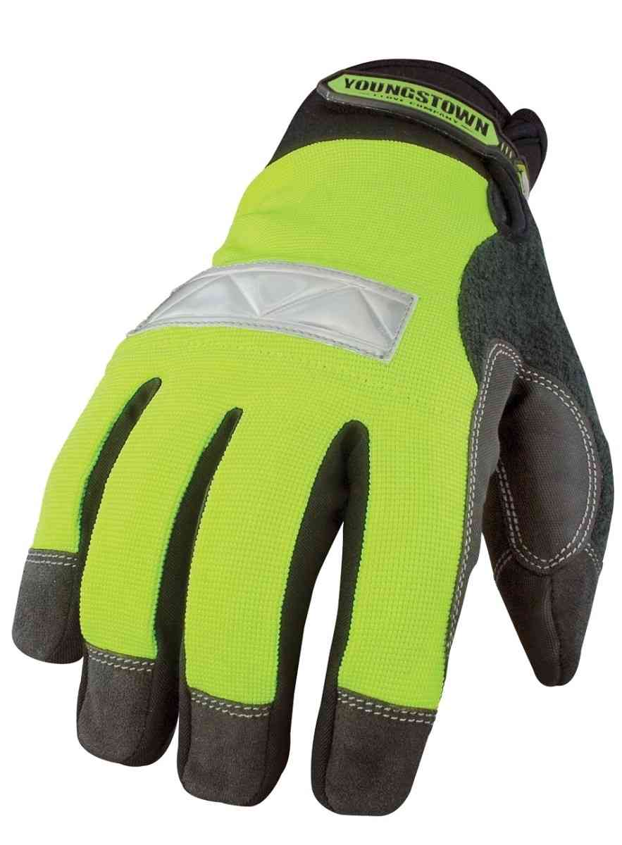 Winter Gloves Cold Weather Slip On Waterproof Glove Hi-Vis Green Size Medium 