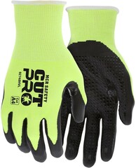MCR Safety CutPro 92748HV 18 Gauge HyperMax Hi Vis Nitrile Micro Dotted Palm Gloves - Cut Level A...
