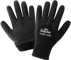 Global Glove Ice Gripster 348INT 3/4 Dipped Black Foam PVC Gloves