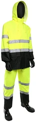 PIP Hi Viz Class 3 FR Treated Two-Piece Rain Suit with Black Bottom