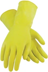 PIP Assurance 48-L162Y Flock Lined 16 Mil Latex Chemical Resistant Gloves with Raised Diamond Gri...