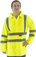 Majestic Hi Vis Waterproof Rain Jacket with Hood - Optional Matching Pants - ANSI 3