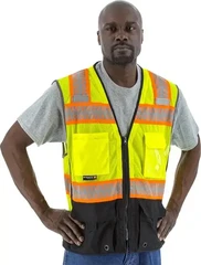 Majestic Hi Vis Class 2 Mesh Vests with DOT Reflective Chainsaw Striping