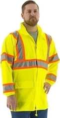 Majestic Hi Vis Waterproof DOT Rain Jacket with Concealed Hood - ANSI 3