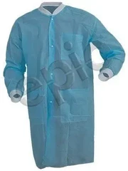 Tian's Polypropylene Sky Blue Lab Coats with Knit Wrists, Collar and Pockets