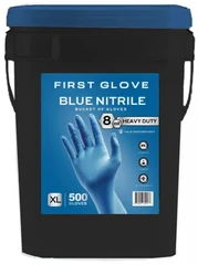 First Glove Heavy Duty 8 Mil Nitrile Exam Powder Free Gloves - 500 Gloves/Bucket