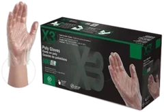 Ammex X3 Polyethylene Food Safe Powder Free Gloves