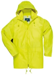 Portwest Economy Waterproof Rain Jacket with Pack Away Hood and  Zipper Closure