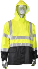 Radians RW07J-3ZGV Hi Vis Waterproof Rain Jacket with Detachable Hood - ANSI 3