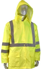 Radians RW10-3S1Y Lightweight Waterproof Rain Jacket with Detachable Hood - Zipper Closure