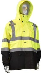 Radians RW30-3Z1Y Hi Vis Waterproof Black Bottom Rain Jacket - Detachable Hood