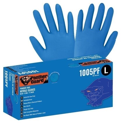 Global Glove Panther-Guard HD 9 Mil Nitrile 11" Length Powder Free Gloves