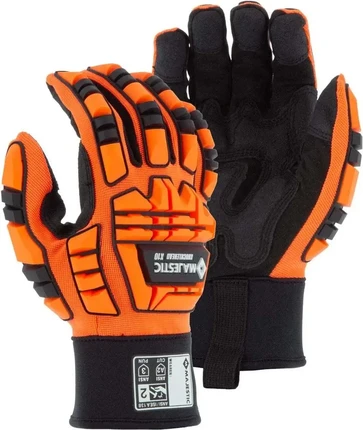 Majestic 21242 Knucklehead X10 Armor Skin Mechanics Hi Vis Gloves with Impact Protection