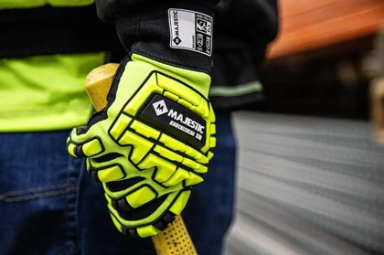 Majestic 21242 Knucklehead X10 Armor Skin Mechanics Hi Vis Gloves with Impact Protection