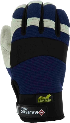 Majestic 2152 Bald Eagle Mechanics Gloves with Pigskin Palm and Stretch Knit Back