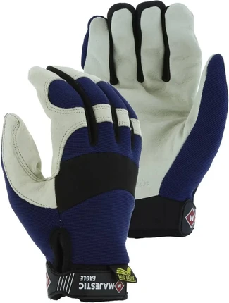 Majestic 2152 Bald Eagle Mechanics Gloves with Pigskin Palm and Stretch Knit Back