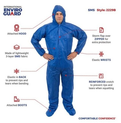 Enviroguard SMS Coveralls with Attached Hood & Boot