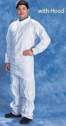 Tian's SMS White Coveralls with Hood and Elastic Wrists and Ankles