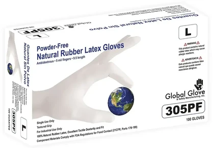 Global Glove Premium 5 Mil Latex 9.5" Powder Free Gloves