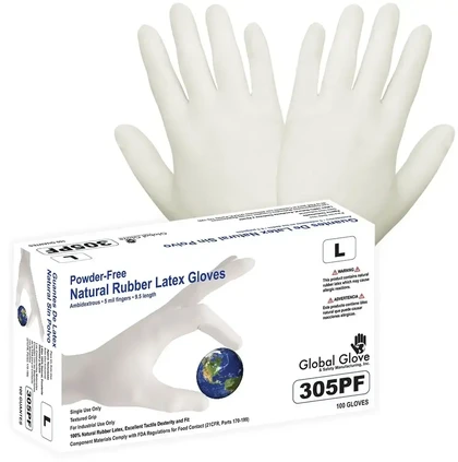 Global Glove Premium 5 Mil Latex 9.5" Powder Free Gloves