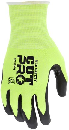 MCR Safety CutPro 92748HV 18 Gauge HyperMax Hi Vis Nitrile Micro Dotted Palm Gloves - Cut Level A...