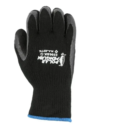 Majestic 3396 Black Polar Penguin Winter Lined Napped Terry Gloves - Cut Level A2