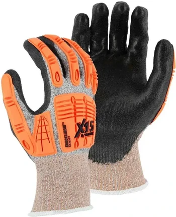 Majestic 34-5337 X-15 13 Gauge Dyneema Glove with PU Palm, Impact TPR - Cut Level A3