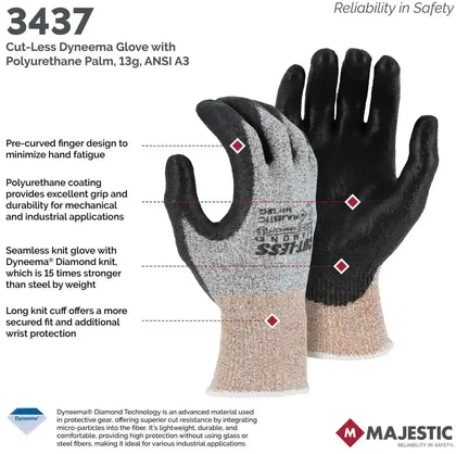 Majestic 3437 Ring Spun Dyneema Gloves - Cut Level A3