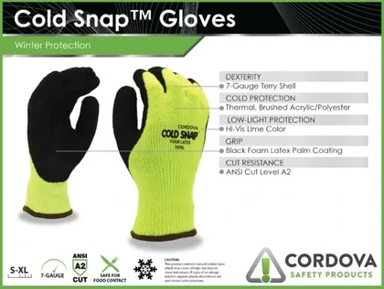 Cordova 3999 Cold Snap Insulated Latex Palm Coated Gloves