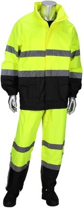 West Chester Hi Vis Black Bottom Waterproof Rain Suit - ANSI 3