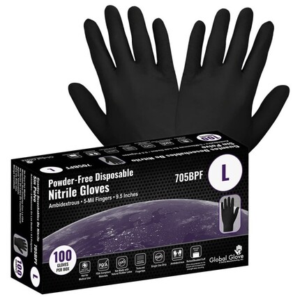 Global Glove Premium 5 Mil Nitrile 9.5" Powder Free Gloves