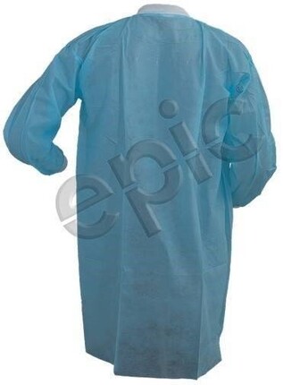 Tian's Polypropylene Sky Blue Lab Coats with Knit Wrists, Collar and Pockets