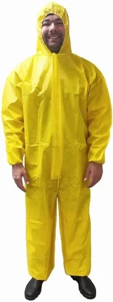 Nova-Chem Chemical Resistant Coveralls with Attached Hood, Elastic Wrist & Ankles