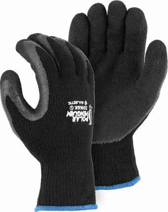 Majestic 3396 Black Polar Penguin Winter Lined Napped Terry Gloves - Cut Level A2