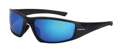 Crossfire RPG Polarized HD Blue Mirror Lens, Matte Black Frame Safety Glasses