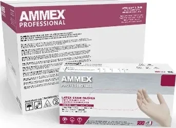 Ammex Standard 4 Mil Latex Exam Powder Free Gloves