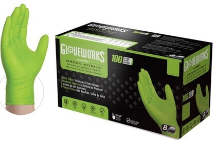 Ammex Gloveworks HD 8 Mil Diamond Grip Nitrile Powder Free Gloves