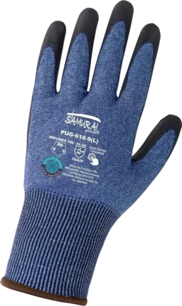 Global Glove Samurai PUG-618 18 Gauge PU Coated Touch Screen Gloves - Cut Level A6