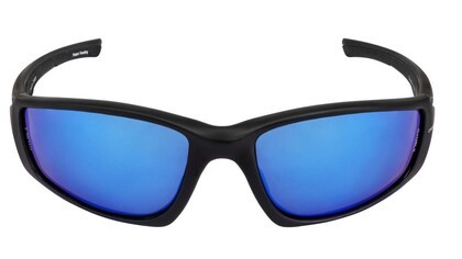 Radians Crossfire RPG Polarized HD Blue Mirror Lens, Matte Black Frame Safety Glasses