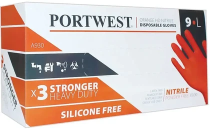Portwest Heavy Duty 7 Mil Nitrile Powder Free Gloves