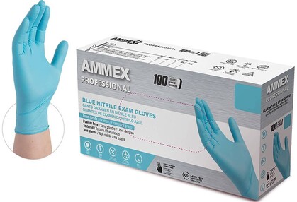 Ammex 4 Mil Nitrile Exam Polymer Coated Powder Free Gloves