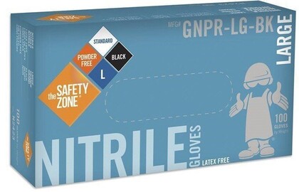 Safety Zone 4 Mil Black Nitrile Powder Free Gloves