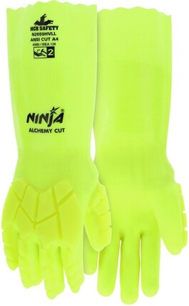 MCR Safety N2659HVL Ninja Alchemy Hi Vis Chemical Resistant ANSI Cut Level A4 Gloves