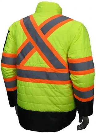 Radians SJ510X-3ZGS Quilted Reversible Hi Vis Jacket with Zip-Off Sleeves X-Back