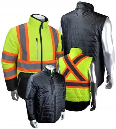 Radians SJ510X-3ZGS Quilted Reversible Hi Vis Jacket with Zip-Off Sleeves X-Back